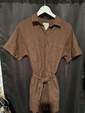 Abercrombie & Fitch Brown Short-Sleeve Romper